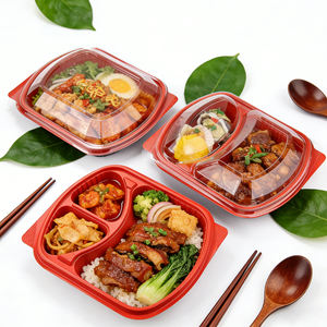 Boîte alimentaire en plastique avec compartiments, compatible micro-ondes, pour emporter - Product Image 4