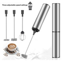 Batteur à œufs électrique multifonctionnel portatif, 4 fouets, mélangeur de café, batteur à crème, mousseur à lait, mélangeur de thé au lait pour mousse de lait