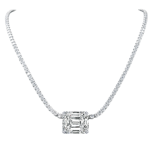 Chaîne Tennis 2mm en Argent Sterling S925 Plaqué Rhodium avec Moissanite Rectangulaire Taille Radiant Incrustée, Collier Minimaliste Unisexe - Product Image 1