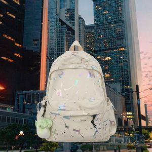 Sac à dos Bateli grande capacité en nylon imperméable, style coréen vintage, tendance étudiante, polyvalent, avec fermeture éclair et fermoir - Product Image 3