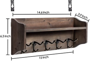Porte-manteau mural de ferme personnalisé, en <span class=keywords><strong>bois</strong></span>, <span class=keywords><strong>étagère</strong></span> supérieure pour le rangement - Product Image 2