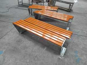 Buiten Vrije Tijd Dubbel Lange Bank Stoel Antiseptisch Hout Plastic Gepoedercoat Metalen Frame <span class=keywords><strong>Park</strong></span> Rij Stoel Drukbehandelde Natuur - Product Image 5