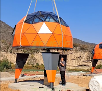 Cabane panoramique B&B, igloo en verre avec salle de bain, décoration au sol en bois, dôme géodésique luxueux