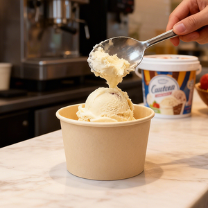 Vasos de papel desechables para helado y yogur helado, resistentes al agua, con logo del cliente, para vendedores de playa, al por mayor. - Product Image 6