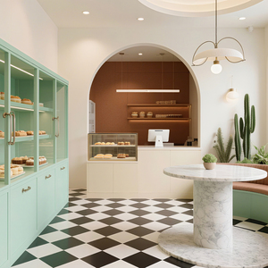 <span class=keywords><strong>Vitrine</strong></span> de boulangerie commerciale haut de gamme, contrôle intelligent de la température, construction robuste, éclairage LED, finition marron - Product Image 3