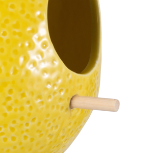 Mangiatoia per uccelli a forma di limone in ceramica, decorazione da appendere all'aperto per giardino o finestra - Product Image 5