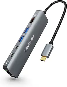 CableCreation यूएसबी सी ईथरनेट HDMI Multiport एडाप्टर 1 यूएसबी सी बिजली वितरण में 100W चार्ज 6 पोर्ट यूएसबी सी हब
