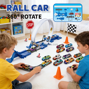 Kits de rails d'assemblage Lucky Toys, catapulte de <span class=keywords><strong>voiture</strong></span> avec petite <span class=keywords><strong>voiture</strong></span> en métal, jouet 360 °   <span class=keywords><strong>Circuit</strong></span> de course éducatif pour enfants avec voitures à boucle - Product Image 3