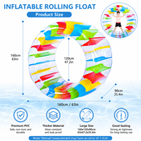 Rouleau aquatique gonflable géant en PVC coloré, jouet de piscine portable et durable pour enfants et adultes, pour l'extérieur et le jardin