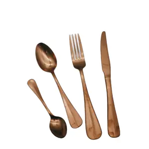 Allahome库存餐具小最小起订量勺叉刀桌餐点套装铜制餐具不锈钢餐具