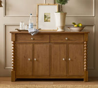 Buffet moderne de luxe à 4 portes en chêne massif, meuble de rangement pour salle à manger haut de gamme