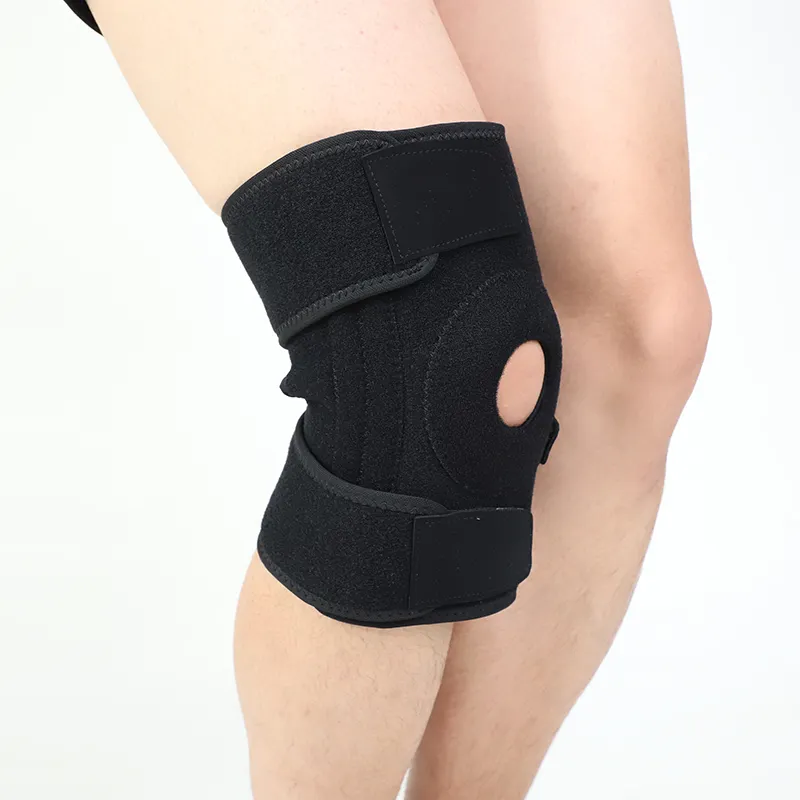 Attelle de genou en néoprène personnalisée, bandage de genou de rotule ouverte, genouillères orthopédiques