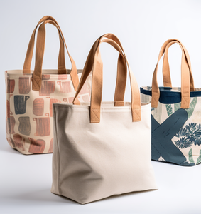 Bolsa de Compras de Lona de Algodón con Logotipo Personalizado al por Mayor, con Asa de Cuero, para Mujer - Product Image 1