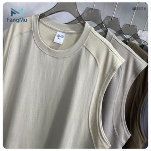 Odm 190 Gsm Быстросохнущий хлопковый баскетбольный жилет на плечо индивидуальный дизайн без рукавов с круглым вырезом DTG удобная мужская футболка - Product Image 3