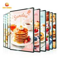 Boîte à lumière LED ultra-mince 500*700 en verre trempé simple face avec cadre en aluminium, affichage de menu coulissant, impression personnalisée