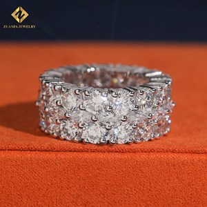 Anillo de Eternidad para Hombre con Tres Hileras de Piedras, Joyería de Lujo para Boda, Plata S925, Diamantes Cultivados en Laboratorio con Forma Redonda y Marquesa, Certificado IGI - Product Image 5