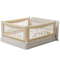 Paquete de 3 Barandas de Seguridad para Cama de Bebé de Bambú, Ajustables en Altura, con Bloqueo Rápido, Plegables y Portátiles, Antideslizantes, 1.5m