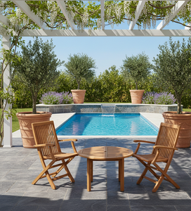 Solid Teak Outdoor <b>Folding</b> <b>Chair</b> with Unique Two Bowl Design Handcrafted Single Block Minimalist Weather-Resistant Eco-Friendly - Product Image 5