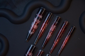 <span class=keywords><strong>Ongles</strong></span> longs à presser faits main de haute qualité, motif dessin animé français, Halloween Horreur Rouge Noir ABS, couvrance totale, avec colle pour les doigts - Product Image 4