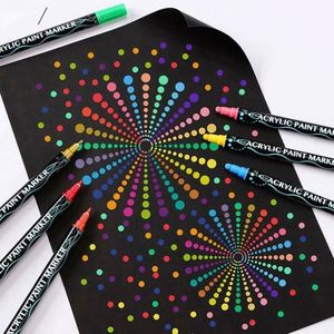 Usa Mairun 12pcs 24 Colors Permanent Non-Erasable Dot Tip Art Acrylic Markers with Dual-side Writing Loose Packaging <b>Paint</b> Set - Product Image 3