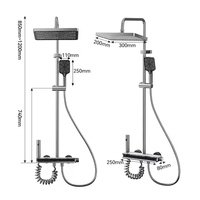 Ensemble de douche de luxe complet en nickel brossé avec effet cascade et pluie pour salle de bain