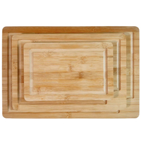 Papan pemotong bambu 3 buah, Set meja dapur rumah tangga meja potong bambu Set 3 buah untuk daging buah sayuran