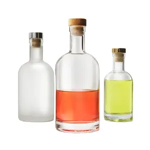sample size round empty liquor 750ml 1000ml vodka bottle price 1 LItre 250ml 500ml glass bottle for vodka brandy whiskey