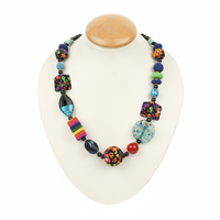 Collier en perles de céramique et cristal fait main de haute qualité, avec cordon, couleur personnalisable, imitation religieuse, bijou statement