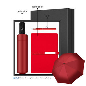 Ensemble cadeau d'affaires haut de gamme personnalisé en gros, parapluie automatique, carnet en cuir PU A5, encre gel noire en métal - Product Image 5