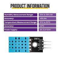 Módulo de Sensor de Temperatura y Humedad Digital DHT11 con Cable, Temperatura 0~50 (2) Humedad 20~95% RH (5%) para Prácticas Electrónicas y DIY