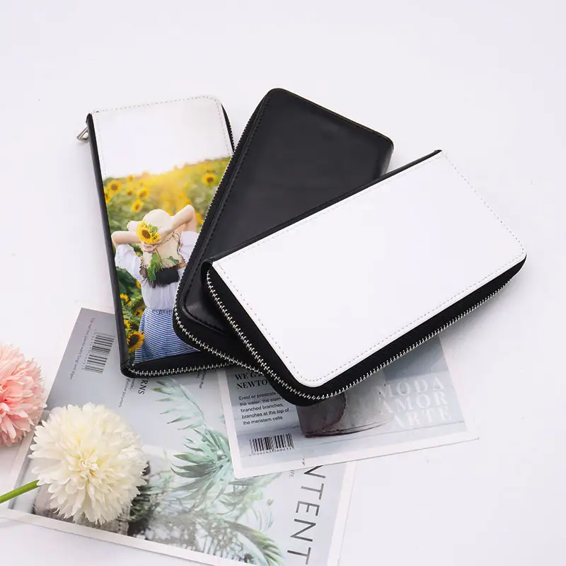 New Arrival Sublimation Blanks Women Zip Wallet PU Leather Men Custom Wallets