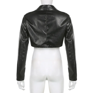 <span class=keywords><strong>Giacca</strong></span> in <span class=keywords><strong>Pelle</strong></span> Ultra Corta da <span class=keywords><strong>Donna</strong></span>, Stile Punk Sexy Sportivo, Nuova Moda con Colletto e Zip in Tinta Unita - Product Image 6