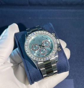 Montre-bracelet pour homme glacée avec diamant moissanite taille princesse VVS, montre en acier inoxydable de luxe, montre à quartz hip-hop pour la vente en gros - Product Image 2