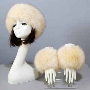 Women Faux Fur <b>Headband</b> Cuffs Set <b>Elastic</b> Earwarmer Wristbands Winter Warm Travel Set - Product Image 5