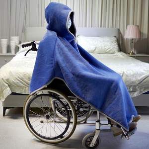 Manta para silla de ruedas, cubierta gruesa y cálida para invierno, capa para silla de ruedas, capa para silla de ruedas a prueba de viento, Poncho con capucha, manta forrada de lana - Product Image 1