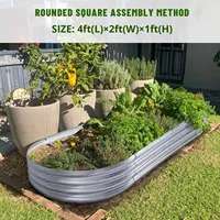 Bac à plantes moderne en fer, en tôle galvanisée argentée, combiné avec un pot à plantes, boîte ovale pour jardinage en extérieur