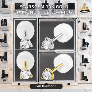 Pendientes de Oro de 10K con Diamantes, Baño de Rodio, Tapones de Silicona para los Oídos, Corte Brillante Exquisito y Pequeño, Diamante de 0.05ct 0.1ct DEF VS1 - Product Image 2