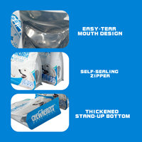 Sac de nourriture en papier d'aluminium à fond plat Sac laminé scellé à 8 côtés Pochette debout avec fermeture éclair Sac d'emballage pour aliments pour chiens et animaux de compagnie