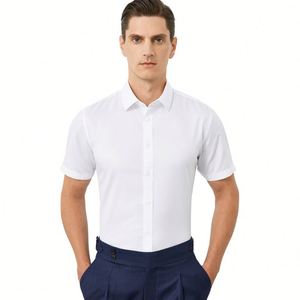 200S Reine Baumwolle DP Bügelfrei Herren Kurzarmhemd 26 Sommer Hochwertige Business-Herrenmode Maßgeschneidertes Weißes Hemd - Product Image 5