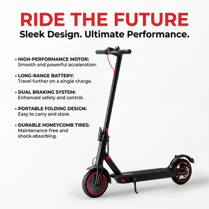Scooter Eléctrico Plegable para Adultos, Portátil, de Largo Alcance, Batería de Alto Rendimiento, Motor de 25 Millas de Autonomía, Neumáticos con Doble Frenado, Faro LED - Product Image 1