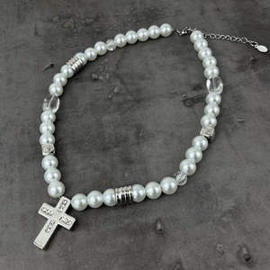 Bijoux haut de gamme hip hop collier de perles croix zircone réglable à l'ancienne pour hommes - Product Image 2