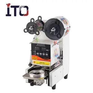 Fully Automatic Plastic Paper Cup Bubble Tea Water Cup Sealing Machine High Speed Cup Sealer For Milk Tea Shop