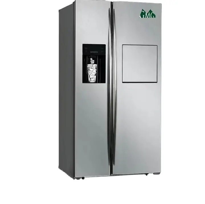 550L hộ gia đình tủ lạnh tủ lạnh và tủ đông nhà bên cạnh nước dispanser Ice Maker quầy bar