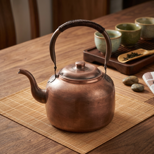 Traditional Chinese Metal Tea Kettle With <b>Lid</b> And Handle Copper Color Water <b>Pot</b> - Product Image 3