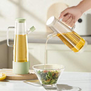 HeDou High Borosilicate Glass Oil Bottle Cylinder Shape Leak Proof For Kitchen Use With Lid - Product Image 1