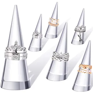 Artworld pemegang cincin kristal akrilik Bening, pemegang perhiasan tampilan cincin akrilik pemegang tampilan cincin pernikahan pemegang dukungan kerucut