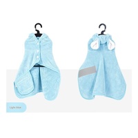 Peignoir de bain durable à capuche en polaire corail absorbant et à séchage rapide, motif uni, pour chiens et chats, idéal pour le nettoyage après la douche ou l'Halloween