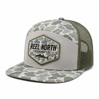 Casquette de baseball Snapback à 7 panneaux avec logo en PVC personnalisé, imprimé camouflage, visière plate, certifiée BSCI GRS, pour la pêche et le transport de marchandises