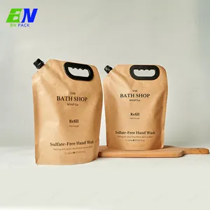 Buste per imballaggio liquido in carta Kraft biodegradabile eco-friendly Custom borsa per bevande beccuccio per Shampoo ricarica sacchetto per bevande beccuccio