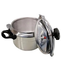 Casserole à pression en aluminium 7L, cuisson rapide, couvercle en aluminium, compatible induction, base multicouche, extérieur poli, intérieur sans revêtement